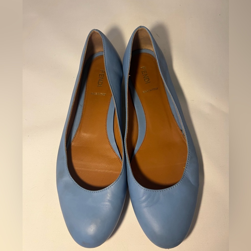 Fendi Women's Sky Blue Leather flats 8.5